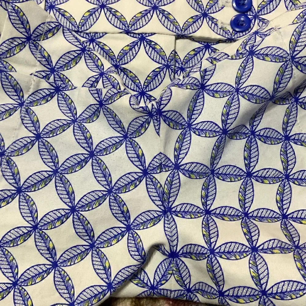 Vineyard Vines White Blue Floral Lattice Print Shorts Size 10
